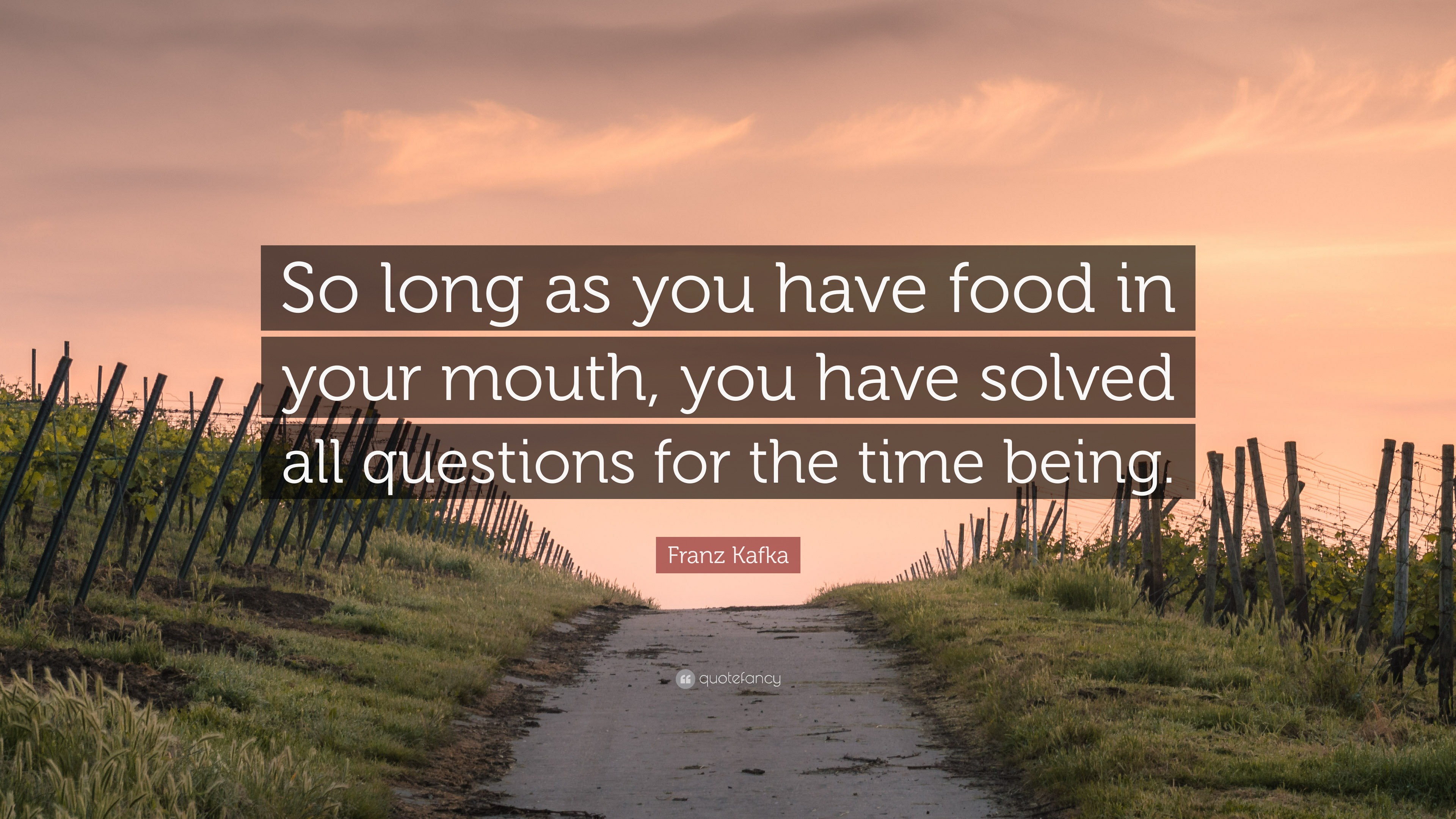 Quote so long as you have food in your mouth, you have solved all questionsd for the time being